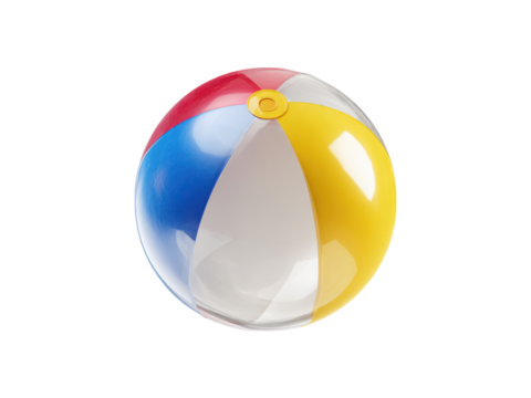 Colorful beach ball floating isolated on black inflatable round, Isolated, Png Transparent Background