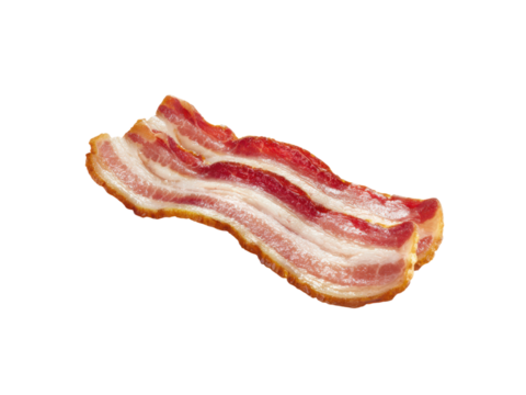 Streaky pork belly slice with fatty layers and red meat bacon food, Isolated, Png Transparent Background