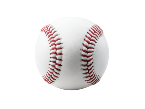 White baseball with red stitching on black background sport game, Isolated, Png Transparent Background