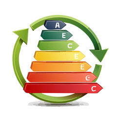 Energy efficiency label with circular arrows, concept for sustainability and eco-friendly consumption