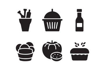 Collection of stylized food and drink icons