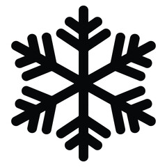 Obraz premium Simple black snowflake icon on white background suitable for winter seasonal decorations