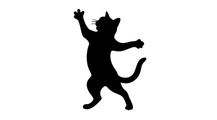Playful Cat Silhouette Dancing in Joyful Motion, Creative Illustration, Whimsical Style
