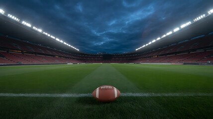 American football on field under stadium lights at night