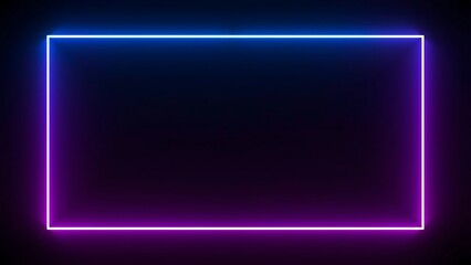 Photo of blue and pink neon rectangle frame glowing