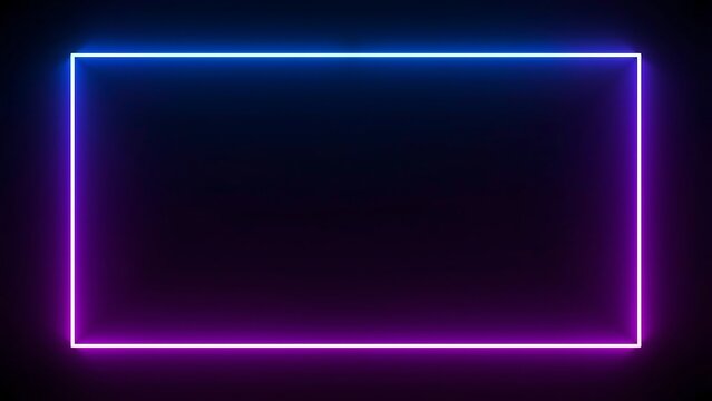 Photo of blue and pink neon rectangle frame glowing - Powered by Adobe