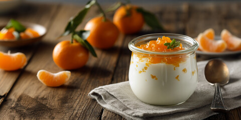 Silky panna cotta and creamy yogurt served with tangerines. Beautifully composed for editorial use in food magazines, health columns, or gourmet recipe features.
