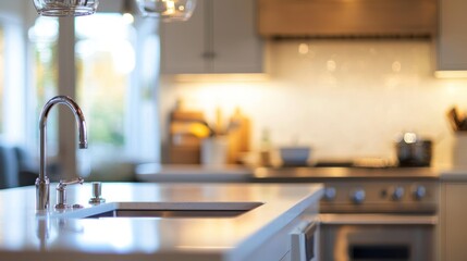 Modern Kitchen Design: Sleek Faucet and Island Countertop