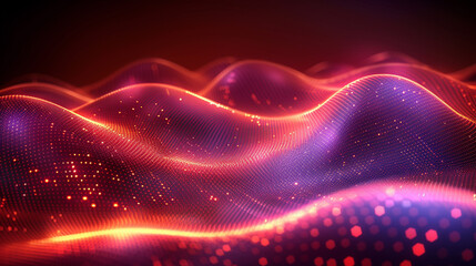 Obraz premium Abstract digital wave particles flowing in cyberspace background