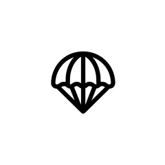 Flat Vector Icon of Parachute Representing Aerial Descent Skydiving or Air Delivery Equipment