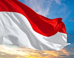 Indonesian Flag Against Clear Blue Sky