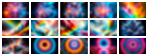 Vibrant abstract blurry light streaks and circles creating a mesmerizing and colorful digital art background