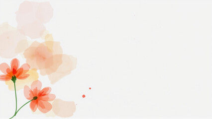 Delicate watercolor drawing of flowers in pastel colors on a light background