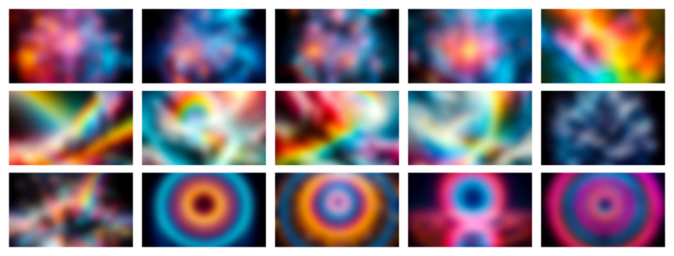Vibrant abstract blurry light streaks and circles creating a mesmerizing and colorful digital art background