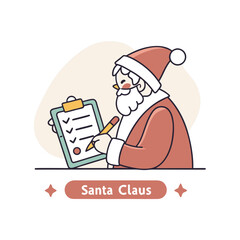 Vector art of cartoon santa claus with clipboard isolated on white background
