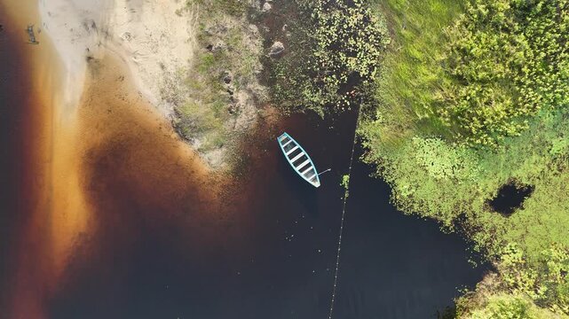 Isolated Canoe In Santo Amaro Maranhao Brazil. Boat Sailing With Tourists Enjoying The Trip In A Sunny Day. Shore Clouds Sky Beach Sea. International Beach Tropical Environment. Santo Amaro Maranhao.