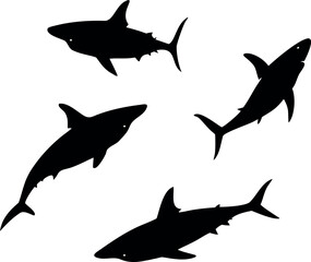 Fototapeta premium sharks vector silhouettes