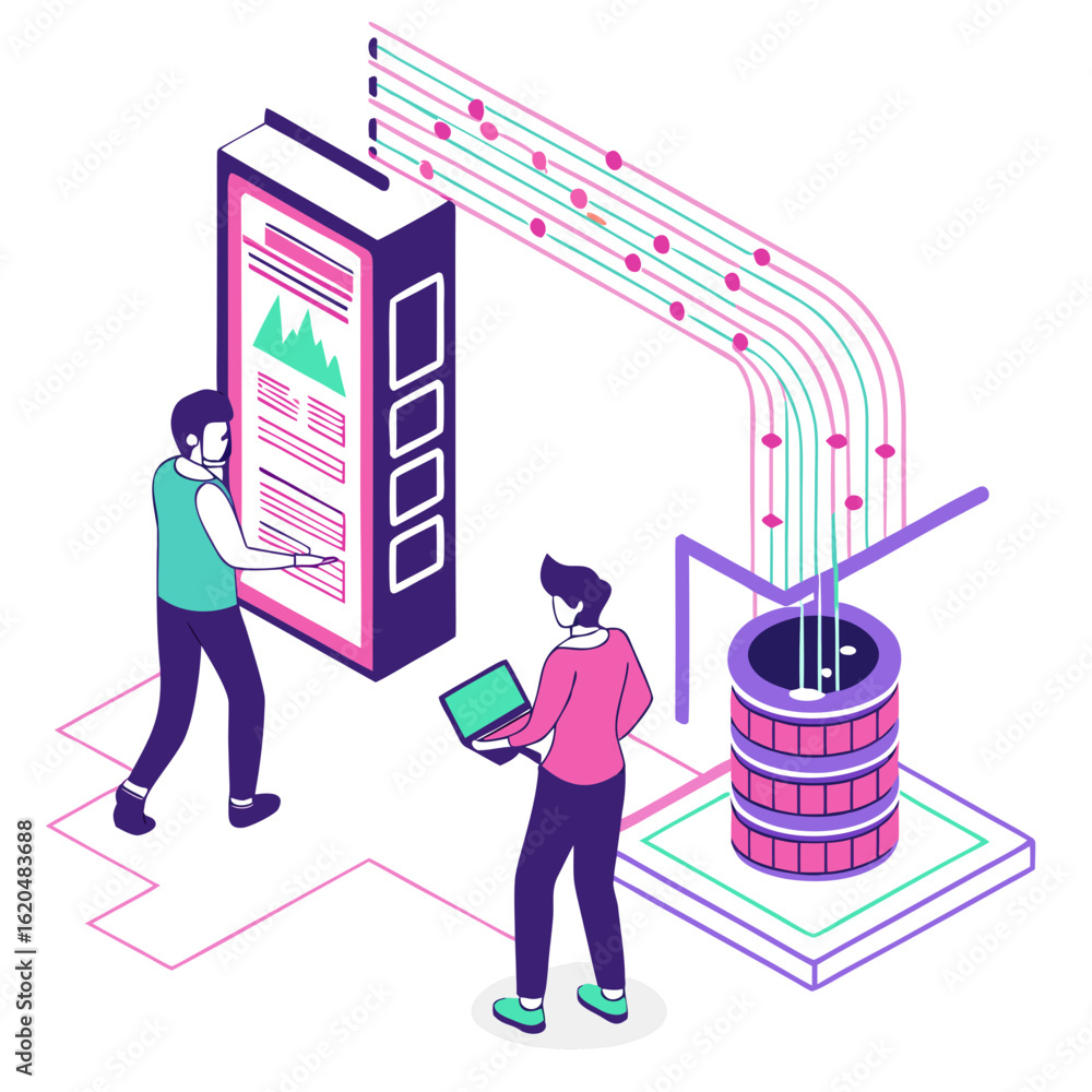 Poster vector art of data analysis and analytics isometric illustration isolated on white background