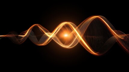 Abstract Orange Waves and Light on Black