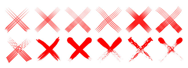 set of Hand drawn x marks. Set of grunge x sign. x cross