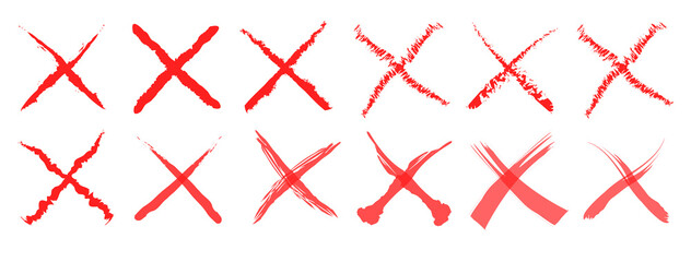 set of Hand drawn x marks. Set of grunge x sign. x cross