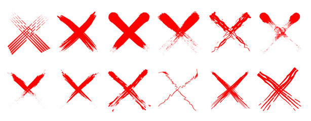 set of Hand drawn x marks. Set of grunge x sign. x cross
