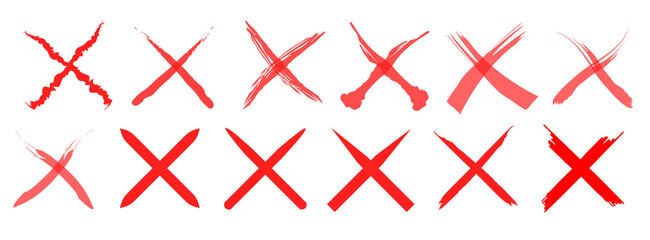 set of Hand drawn x marks. Set of grunge x sign. x cross