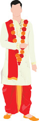 bengali groom wearing traditional clothes clipart or illustration isolated on a transparent background