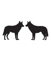 Obraz premium Two Wolves Facing Each Other in Silence