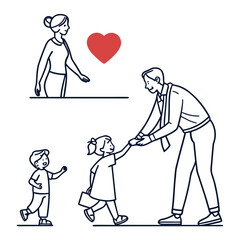 Vector art of happy family with love isolated on white background