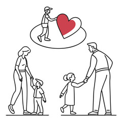 Vector art of happy family with love and dream isolated on white background