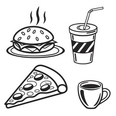 Vector art of fast food meal isolated on white background