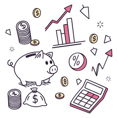 Vector art of financial growth and saving money illustration isolated on white background