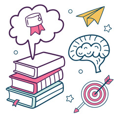 Vector art of education and learning concept illustration isolated on white background