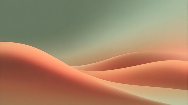 Fluid Abstract Background with Gentle Curves and Green to Coral Gradient