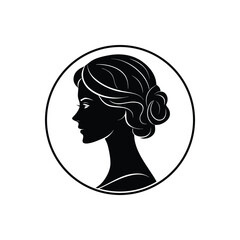 Elegant silhouette of a woman in profile with ornate hairstyle