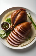 Roasted Duck with Pancakes and Vegetables