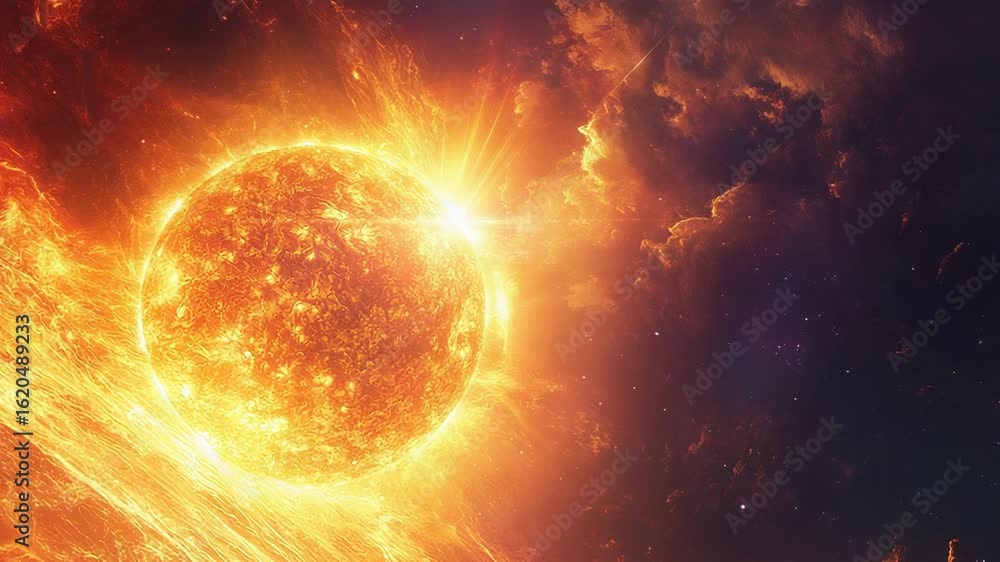 Sticker burning planet exploding in a dramatic cosmic scene