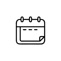 Outline icon a calendar with three rings a page curl graphic symbol