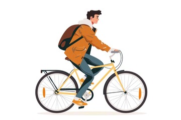 Obraz premium Man riding yellow bicycle outdoors