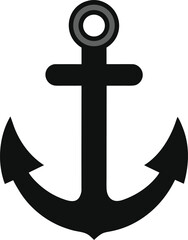 Outline vector art icon of an anchor, a device used to moor vessels to the seabed to prevent drifting