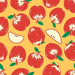 Seamless pattern of flat Red apples  
