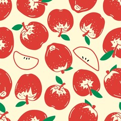 Seamless pattern of flat Red apples  