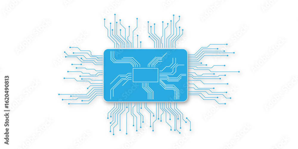 Poster abstract white blue digital technology futuristic circuit board background design. technology dots l