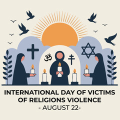 Flat style illustration honoring victims of religious violence – August 22 International Day Commemoration