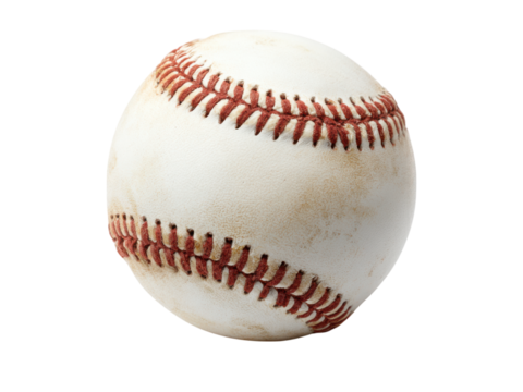 White baseball with red stitching on black background sport leather, Isolated, Png Transparent Background