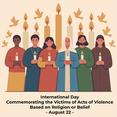 Flat style illustration honoring victims of religious violence – August 22 International Day Commemoration