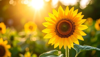 Obraz premium Vibrant Sunflower At Golden Hour