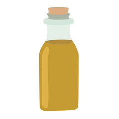 oil in a bottle.Bottle of olive oil with an olive sprig