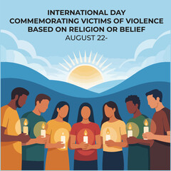 Flat style illustration honoring victims of religious violence – August 22 International Day Commemoration